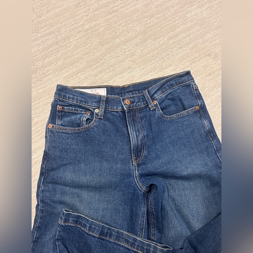 GAP Stride High Rise Wide Leg Jeans in a dark wash denim Size 29 Petite - Picture 10 of 12